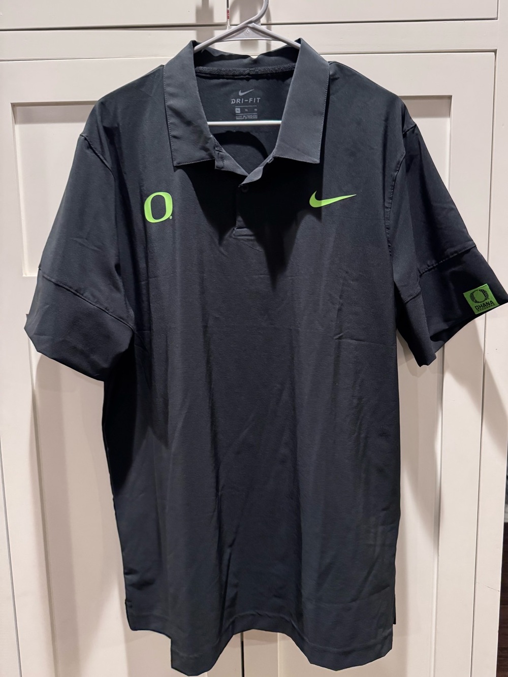 University of Oregon Ohana Nike Men’s Black Polo with Neon Green Oregon